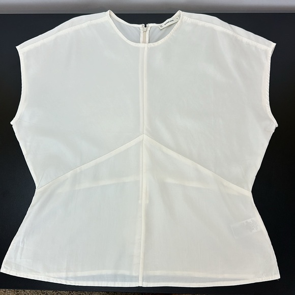 Everlane The Drape Top in Butterlite Bone 100% Tencel Cap Sleeve Zip Back 14 - Picture 5 of 15
